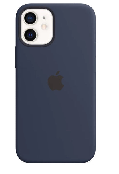 12 12Pro 12ProMax 13 13Pro 13ProMax 14 14Pro 14ProMax 15 15ProMax Magsafe Silicone Matt Protective Cases back Covers For Apple iPhones open bottom side soft lining original cheap low price funda para Apple Iphones silicona classico con logo Coque et étuis housse silicone Schutz Handyhülle delivery from EU UE Spain España Europa Deep navy midnight blue